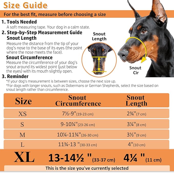 BARKLESS Dog Muzzle, Basket Muzzle for Biting, Chewing and Scavenging, Humane Cage Mouth Cover, Perfect for Grooming and Training Large Aggressive Reactive Dogs (XL, Black)