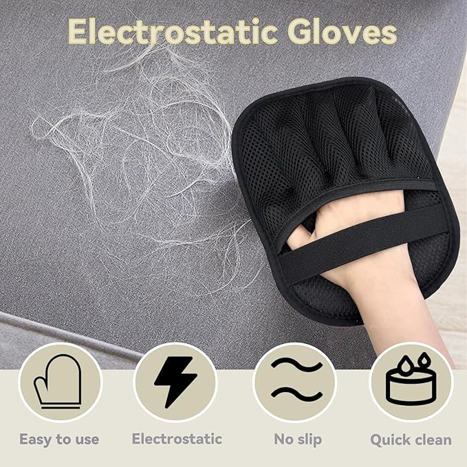 Pet Hair Removal Glove,Pet Hair Remover for Cat & Dog,New Upgraded Electrostatic Gloves Pet Hair,Reusable Electro Static Pet Hair Remover Electrostatic Gloves & Dog Hair Collector Keychain