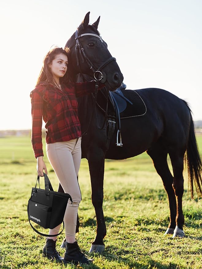 Horse Grooming Kit (12-Piece): Brushes, Storage Bag, Sweat Scraper, Mane Comb, Grooming Gloves - Purple Horse Gifts for Girls