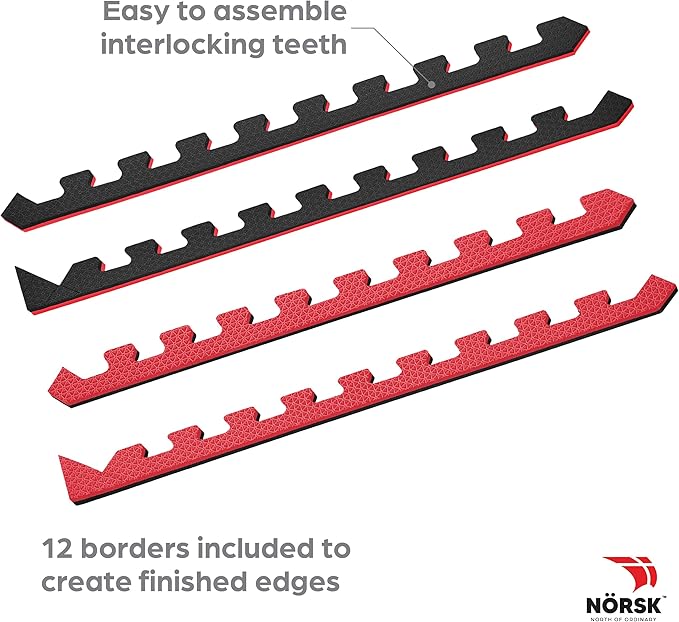 Norsk Dual-Sided Reversible 1/2" Foam Exercise Mats for Home Gym - Interlocking EVA Foam Tiles