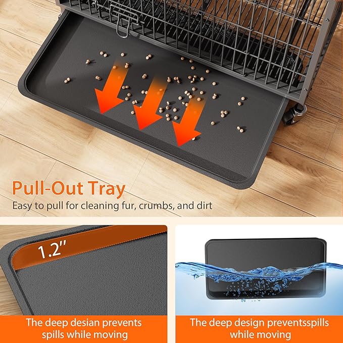 Dog Crate Furniture, 32.5" Wooden Dog Crate Furniture Side End Table, Indoor Kennel with Double Doors, Dog Crates for Medium Dogs, Rustic Brown