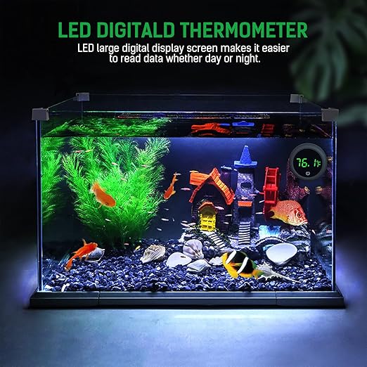 PAIZOO Fish Tank Digital Thermometer Accurate LED Display to ±0.9°F Tank Thermometer Aquarium Temperature Measurement Suitable for Fish, Axolotl, Turtle or Aquatic