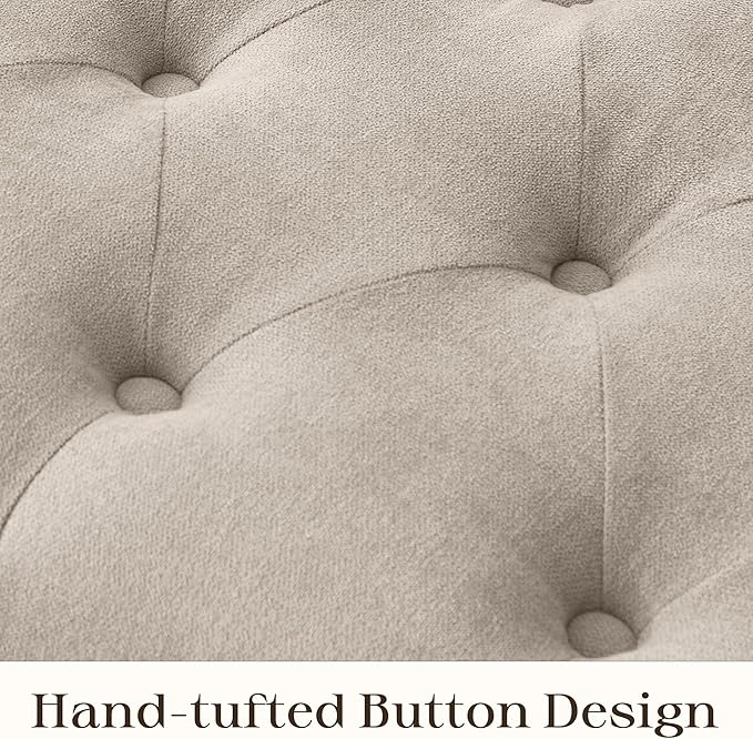 Ottoman with Storage, 48.8" Fabric Storage Ottoman Bench with Hinge, Bedroom Bench, Upholstered Benches with Seating for Living Room, Entryway (Khaki)