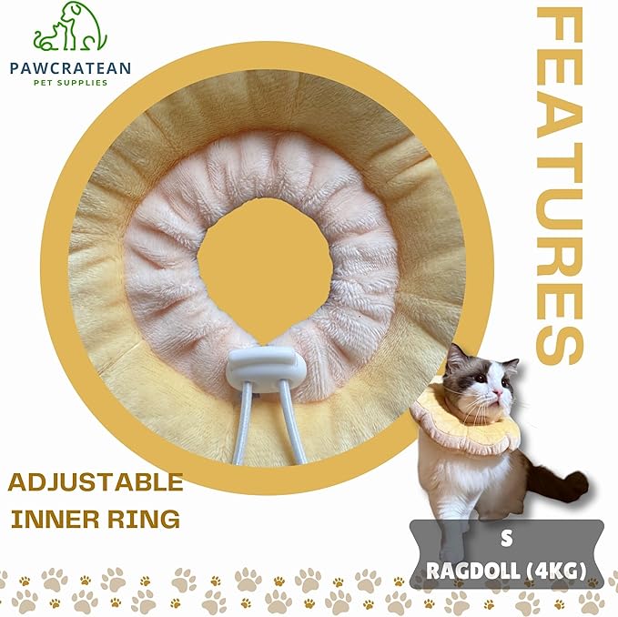 Adjustable Comfy Flower Style Elizabeth Collar for Cats Puppies Soft Recovery Cone Pet Protective Neck Collar (Yellow, Small)