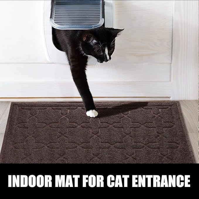 Yimobra Cat Litter Mat, 24"x20" Litter Mat with Litter Lock Mesh, Soft Cat Litter Mat Litter Trapping Mat, Easy to Clean, Non-Slip, Water Resistant, Litter Free Floors, Dark Coffee