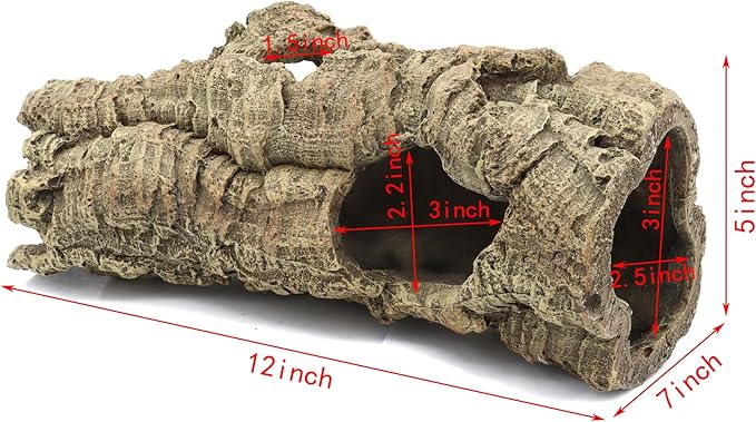 Reptile Terrarium Hideout Decor, Resin Wood Hide Decor for Reptiles, Fish, Amphibians, Small Animals (Medium)