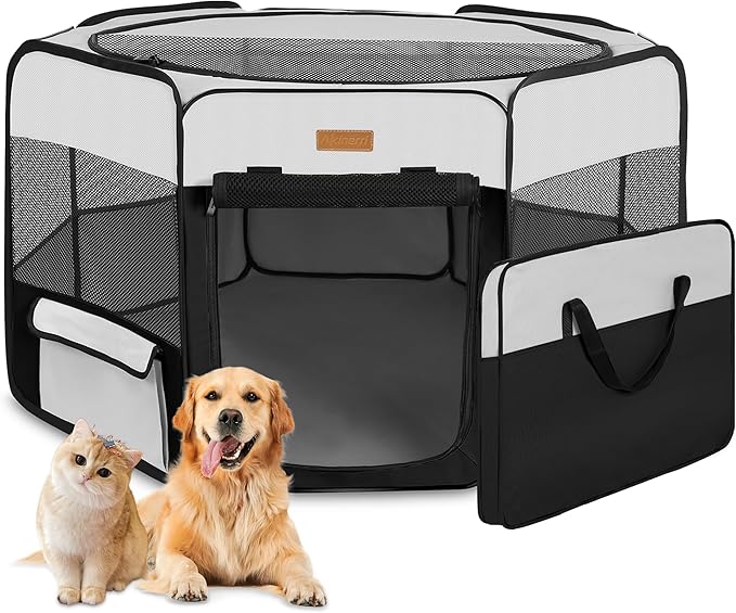 Dog Playpen, Portable Pet Play Pen for Cat, Puppies, Rabbits, Chickens, Foldable Large-Capacity Pet Tent for Indoor/Outdoor Travel Camping