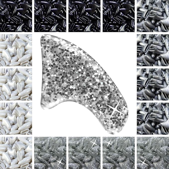 zetpo 80 pcs Cat Claw Covers | Cat Nail Caps | with Adhesives and Applicators (L, Black, Silver, Silver Glitter, White)