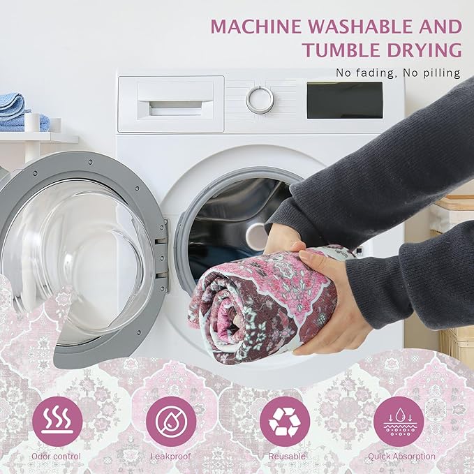 IEUUMLER Washable Pee Pads for Dogs, 2 Pack Reusable Pee Pads for Dogs Non-Slip Grip, Super Absorbent Waterproof Puppy Pads for Potty Training, Playpen, Crate, Whelping Box EU011 Pink, 41x41