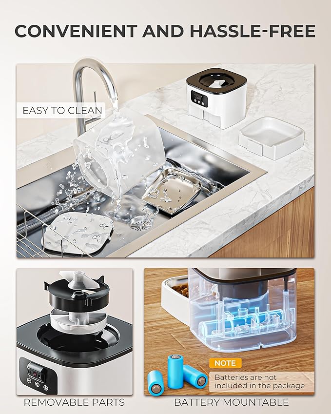 Automatic Cat Feeder with Camera,Adjustable Camera 5G/2.4G WiFi Timed cat Feed, auto cat Feeder, Automatic Pet Dispenser with HD Night Vision