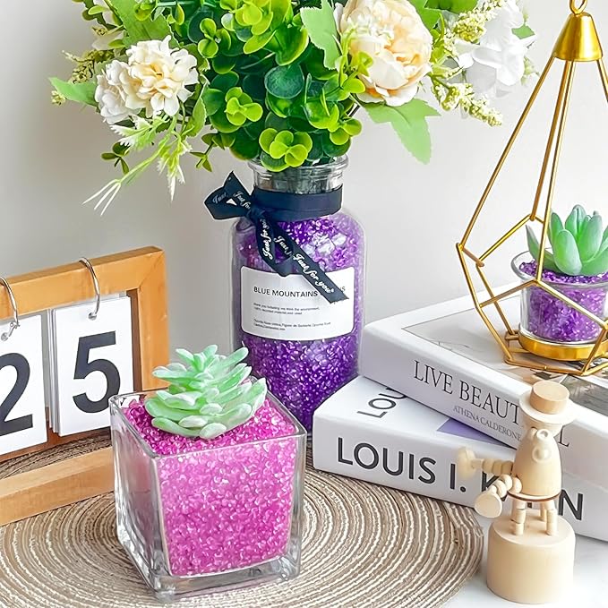 Keedolla Fish Tank Rocks Gravel 15 Oz, Betta Fish Tank Beads Pebbles Aquarium Glass Rocks Stones Marbles Small for Fish Tank, Vase Filler, Succulent Plants Decor - Purple