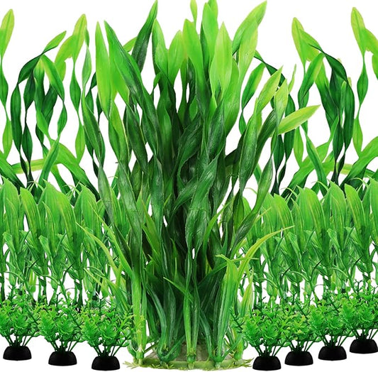 Aquarium Plants, 20pcs Fish Tank Decor Green Plants Artificial Aquarium Decorations for Household and Office Aquarium Simulation, Small to Large