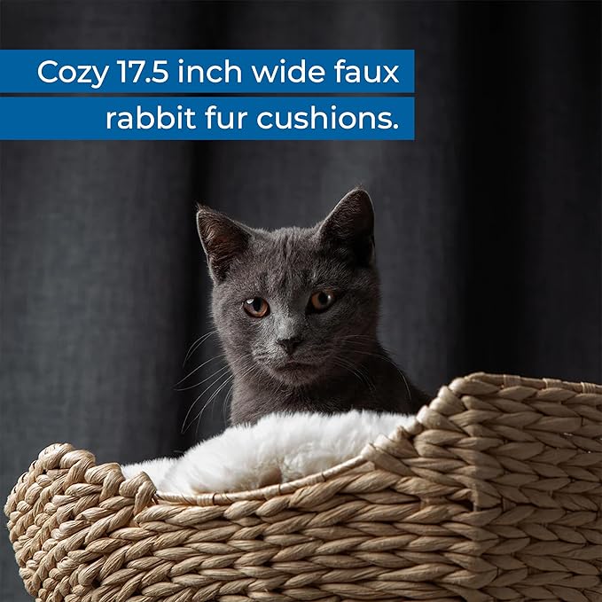 The Bungalow Cat Tree - Luxury Cat Condo, Large Modern Indoor Tower with 2 Faux Fur Beds, Scratching Posts, Toys, and Den for Cats, 23.5-Inch Width x 18-Inch Depth x 43-Inch Height