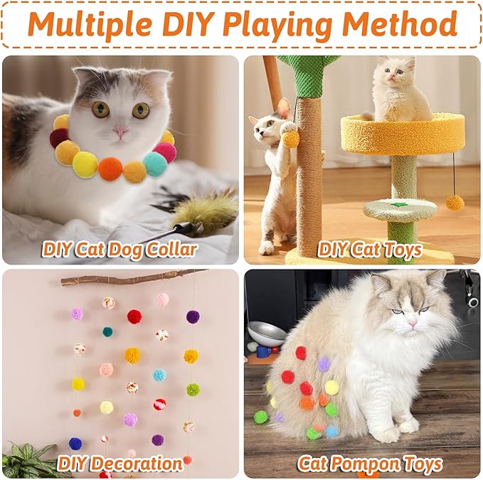50PCS 1 Inch Cat Toys Balls Kitten Cat Pom Pom Balls Soft Cat Puff Ball Toys Rolling Interactive Cat Toy Ball Cat Nip Balls Fuzzy Balls for Cats Creative Crafts Decorations Assorted Color