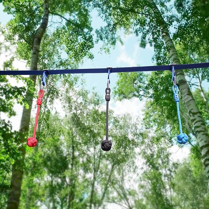 Rainbow Craft 3-Pack Ninja Fist Holds for Warrior Obstacle Course - Slackline & Monkey Bar Accessories, Kids Backyard Ninja Training Equipment