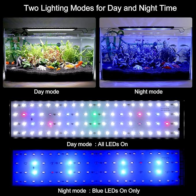 WATER REBIRTH LED Aquarium Light, Full Spectrum Fish Tank Led Light with Aluminum Alloy Shell Extendable Brackets (12-18 in)