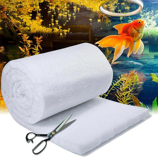 UBeesize Aquarium Filter Media Floss, 12 ft Cut to Fit Pond Filters for Outdoor Ponds and Fish Tank, High Efficiency Aquarium Filter Material, No Dye and Reusable Filter Floss