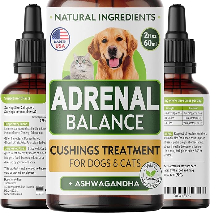 Аdrеnаl Balance for Dogs and Cats - Cushings Treatment for Pets, Аdrеnаl Support w/Ashwagandha, Licorice Root, Rhodiola Rosea – Best Cushings Treatment for Dogs - 2oz Harmony Herbal Drops