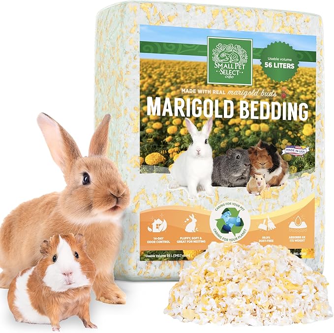 Small Pet Select - Natural Paper Bedding with Real Marigold Buds. Rabbits, Guinea Pigs, and Other Small Animals, 56L