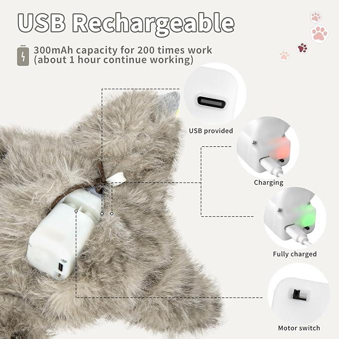 Cat Toys, Flapping Bird Cat Toy(No Flying), Interactive Catnip Toy with Springs & Catnip Bags, Chirping Noise Rechargeable Moving Wings Dog Cat Kitten Toys, Flappy Flying Pets Toy for Indoor