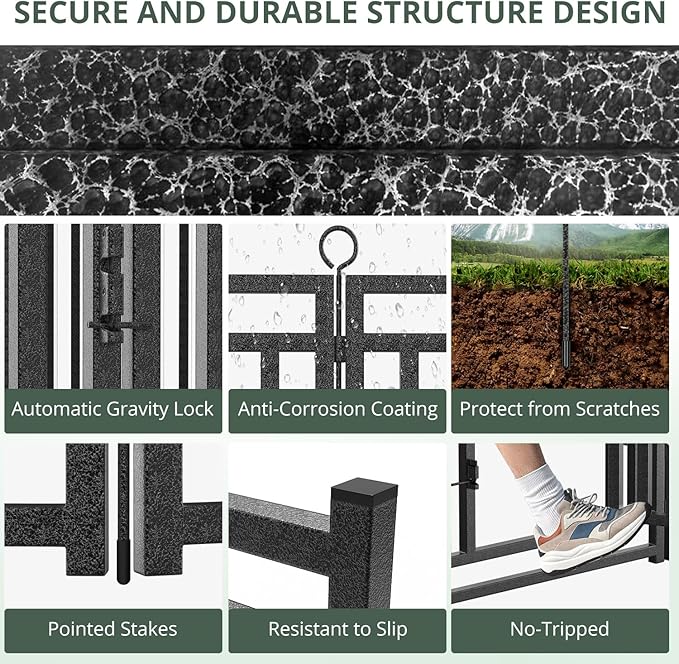 Dog Fence Outdoor Indoor, 32" Inch Height 32 Panels Dog Playpen for Large/Medium/Small Dogs Metal Dog Pen for Yard Camping and RV | Black-Silver