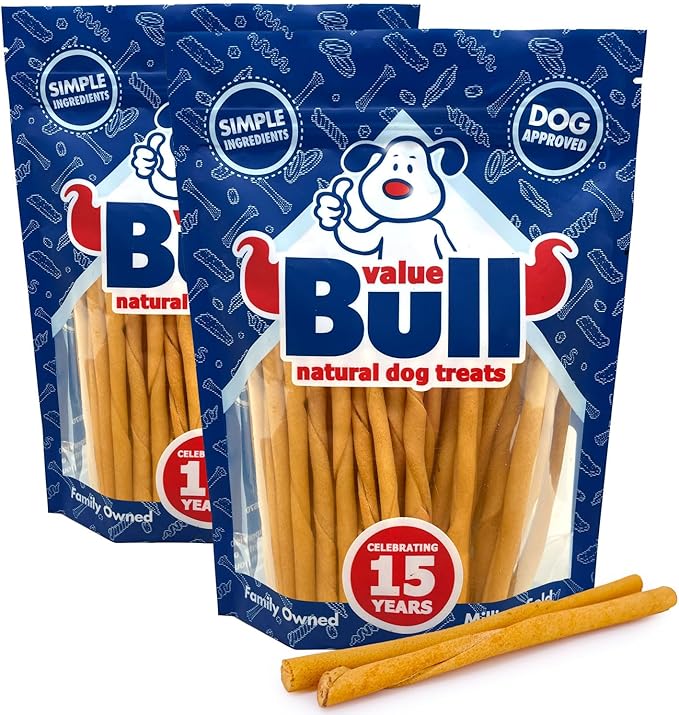 ValueBull USA - Rawhide Twists for Small Dogs, 5 Inch, Smoked, Varied Thicknesses, 100 Count - Natural & Safe, USA Beef Hide, Long Lasting, Chemical Free, No Artificial Flavors