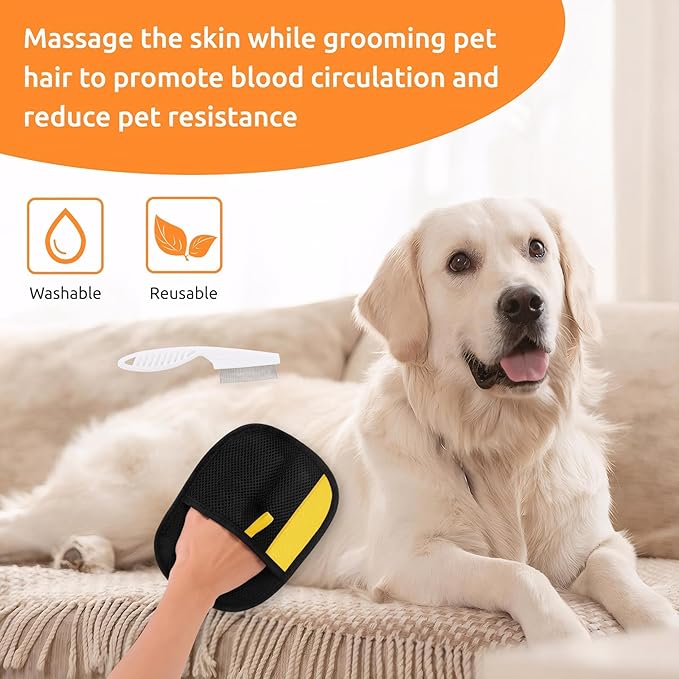 Pet Hair Removal Glove 2 Pcs, Cat & Dog Reusable Electrostatic Gloves Pet Hair 2025 New Upgrade,Grooming Pet Hair Remover Tool, Reusable Quick De-Shedding Gloves for Couch、 Clothing、Carpet,、Car Seats