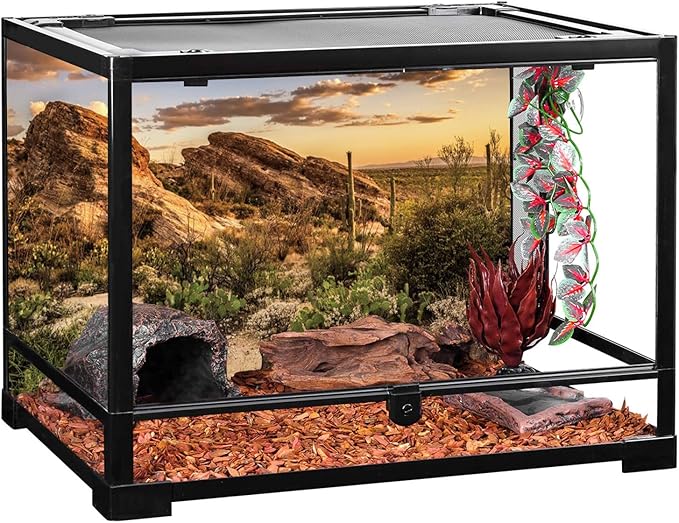 AWERT Reptile Habitat Background Blue Sky Oasis Cactus Sun and Desert Terrarium Background 24x12 inches Durable Polyester Background