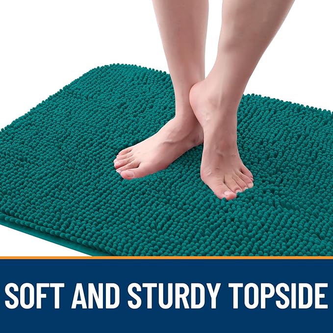 OLANLY Dog Door Mat for Muddy Paws 44x24, Absorbs Moisture and Dirt, Absorbent Non-Slip Washable Doormat, Quick Dry Chenille Mud Mat for Dogs, Entry Indoor Entryway Carpet for Inside Floor, Lake Blue