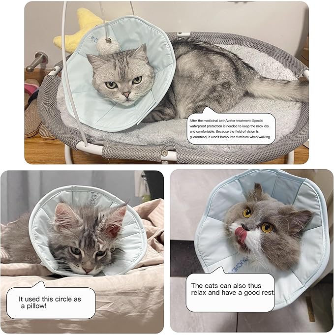 Touchdog Foldable Dog Cone Collar for Cats & Dogs - Adjustable Soft Recovery Collar with Waterproof PU Coating, Lightweight Design, 24.5cm/9.6in Wide Barrier (Green, XS)