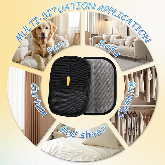 Pet Hair Removal Gloves, and Efficient Pet Hand Hair Removal Gloves, Reusable Pet Hair Removal Gloves. Suitable for Long-Haired and Short-Haired Cats and Horses