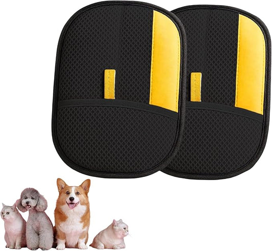 Upgraded pet Hair Removal Gloves, Reusable pet Hair Removal Gloves, 2 pcs cat Hair Removal Devices, Suitable for Clothes, Sofas, Carpets, car Seats. (2PCS Black)