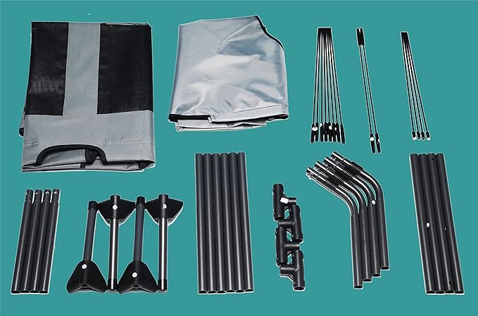 Outdoor XLarge Elevated Dog Bed with Canopy- Durable Oxford Fabric Chew Proof Waterproof Raised Portable Camping Dog Beds Cots with Removable Cover Shade