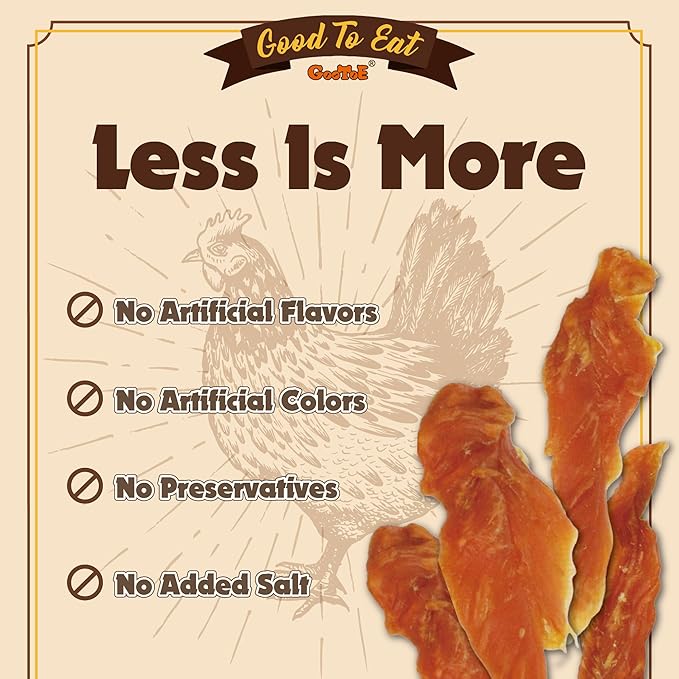 Gootoe Chicken Fillet Jerky Dog Treats 1 lb, All Natural, Grain-Free, High-Protein, Low Fat, Healthy & Easily Digestible