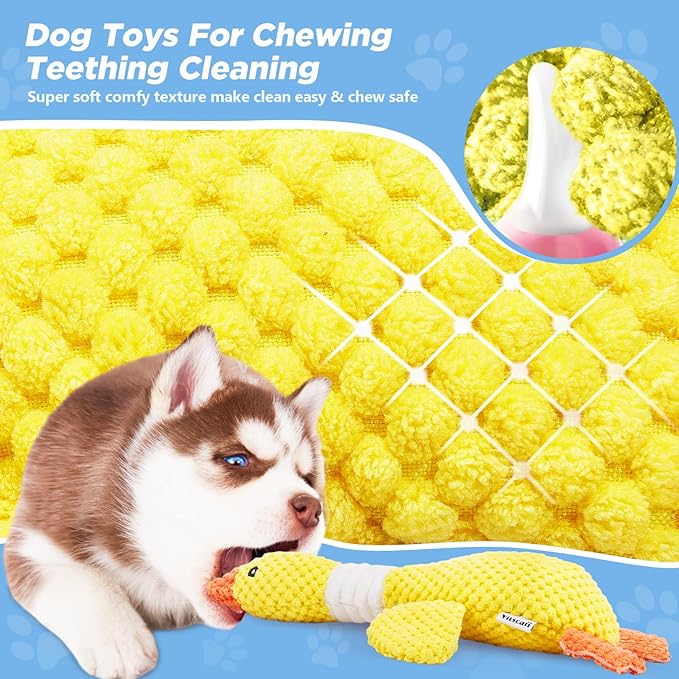 Vitscan Durable Dog Toys for Small Large Dogs, Dog Chew Toy for Aggressive Chewers, Tough Squeaky Interactive Dogs Toys for Puppies Plush Puppy Toys Goose Pet Toy Puppy Chew Toys for Teething