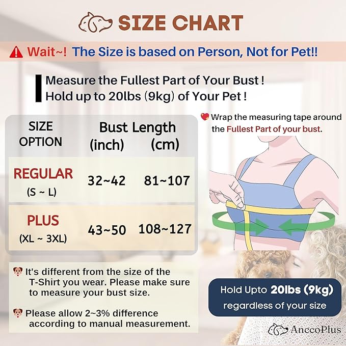 Dog Carriers for Small Dogs, Front Facing Dog Sling Carrier, Hands Free Cat Carrier, Size Adjustable, Reducing Back Pain, Premium Cotton, Safe and Soft Dog Carrier (Regular, Baby Blue)