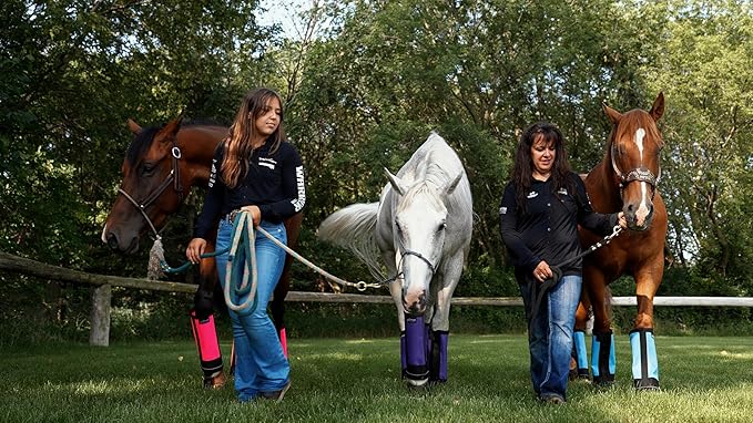 Warrior Fly Boots for Donkeys, Ponys, or Yearlings - Breathable Mesh Horse Boots for Fly Protection & Leg Comfort - Set of 4 (Mighty Warrior, Red)