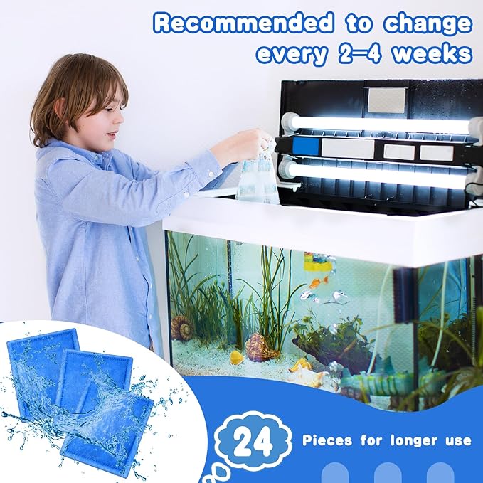 Preboun 24 Pcs Aquarium Filter Cartridge Compatible with AquaTech EZ Change #3 Fish Tank Filter Cartridge Compatible with AquaTech 30-60/20-40 Gallon Fish Tank Power Replacement