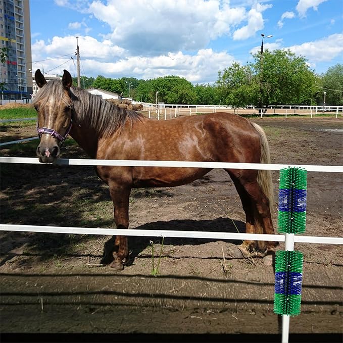 Livestock Scratching Brush, 17.5 x 7.8 Inch Goat Brushes for Grooming, Horse Brushes for Shedding, Livestock Brush with 4 Screws Great for Horse, Elk, Cattle, Pig, Sheep（Green）