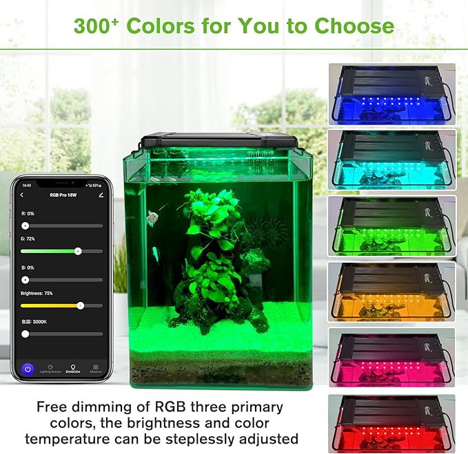 hygger 50W Smart Aquarium Light, Bluetooth LED Light with App Control, Full Spectrum Fish Tank Light with 24/7 Lighting Cycle, 5 Modes, Adjustable Timer, for 36"-42" Freshwater Planted Tank