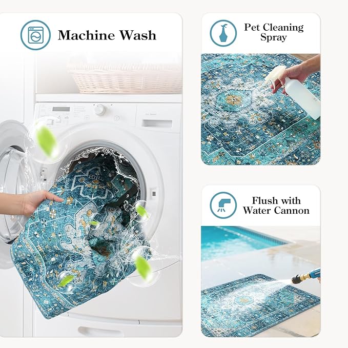 HAOCOO Washable Pee Pads for Dogs, (2 Pack) 3Ft x 4Ft Non-Slip Reusable Puppy Training Pads with Waterproof, Blue Super Absorbent Leak-Proof Whelping Pads Litter Mat for Pet Housebreaking