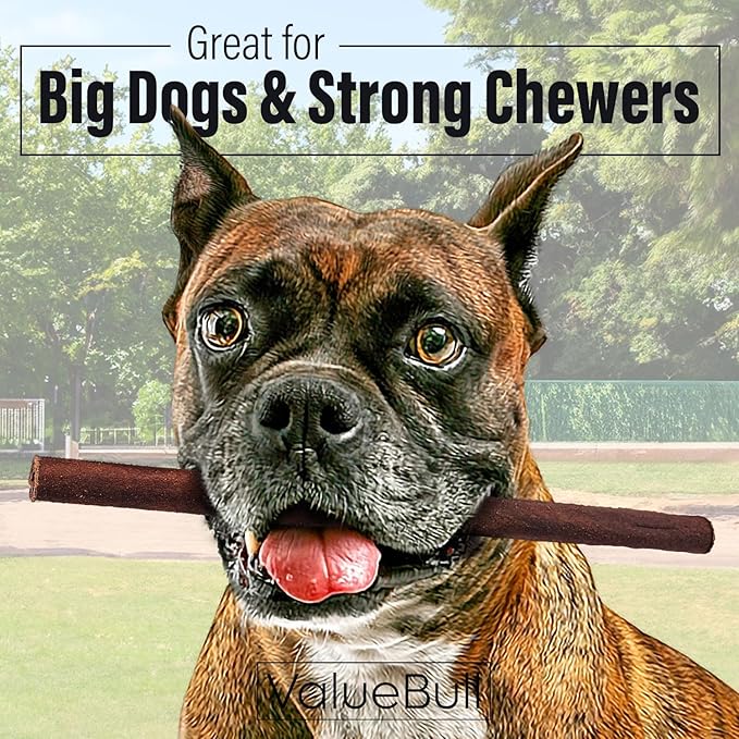ValueBull Collagen Sticks for Dogs, 12 Inch Thick Chews, Natural Long-Lasting Dog Treats, 25 Count - Supports Joints, Skin & Coat with Chondroitin & Glucosamine