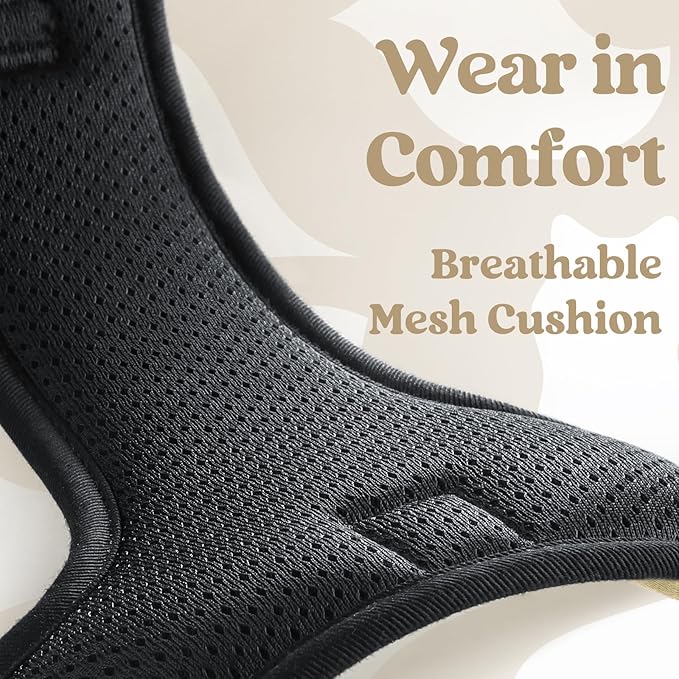 rabbitgoo Dog Harness Medium Sized, No Pull Pet Harness with 3 Buckles, Adjustable Soft Padded Vest with Control Handle, Walking Reflective Pet Vest for Medium Dogs, Beige, M