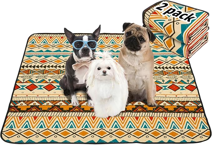 LOOBANI Reusable Pee Pads for Dogs: 2 Pack Washable Puppy Pads Waterproof 41"x41", Super Absorbent Whelping Pad, Leak-Proof & Non-Slip Dog Training Pads for Floor, Potty, Playpen, Crate (Yellow)