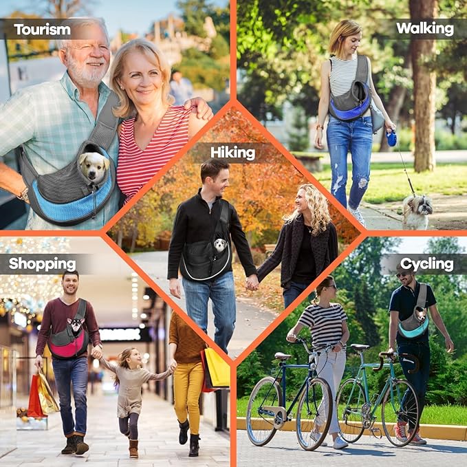 YUDODO Pet Sling Carrier for Small Dogs & Cats – Hands-Free Puppy Carrier with Safety Hook, Large Zipper Pocket, Soft Breathable Mesh, Adjustable Strap & Reflective Strip (Pink 1.0 S)