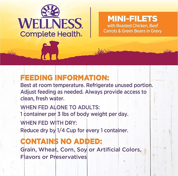 Wellness Petite Entrées Mini-Filets with Roasted Chicken, Beef, Carrots & Green Beans in Gravy, 3-Ounce Cup (Pack of 12)