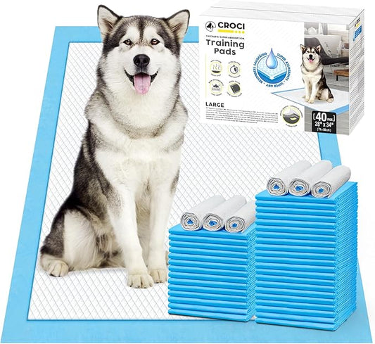 CROCI Dog Pads 28x34in Extra Large, Wee Wee Pads for Dogs Super Absorbent Up to 6 Cups, Disposable (40 Counts)