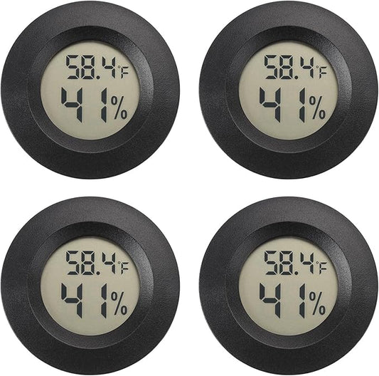 Mini Hygrometer Digital Thermometer Humidity Meter Hygrometer Thermometers Indoor/Outdoor Humidity Monitor Reptile Thermometer for Humidors Greenhouse Garden Cellar Fahrenheit(℉)/ Celsius(℃) 4 Pack