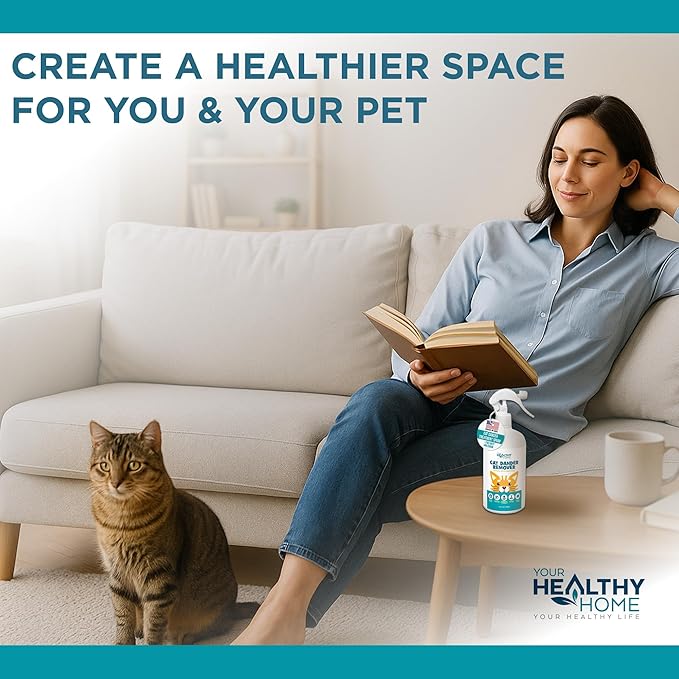 Cat Dander Remover Aloe Vera Free - Pet Dander Allergy Reducer Relief Dry Skin Spray for Cats and Humans| Cruelty-Free & Made in USA (2 Pack)