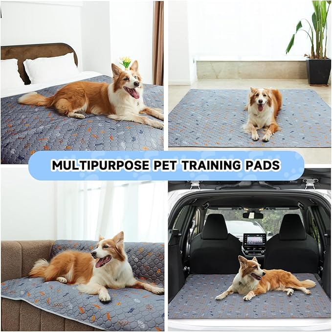 Sunheir Washable Pee Pads for Dogs 2-Pack Reusable Puppy Pads Pet Training Pads, Waterproof Dog Pee Pads for Crate, Whelping Pad, Non-Slip Protects Against Urine Leakage (Leaves - Light Grey, 24x36)